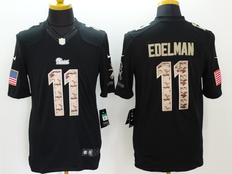 Men's New England Patriots Julian Edelman #11 Black Authentic Jersey